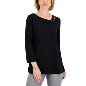 JM Collection Black Asymmetrical Top - Women's Size S - Blouse